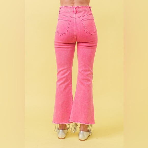 Rhinestone Fringe Jeans with Frayed Waist - Picture 5 of 6